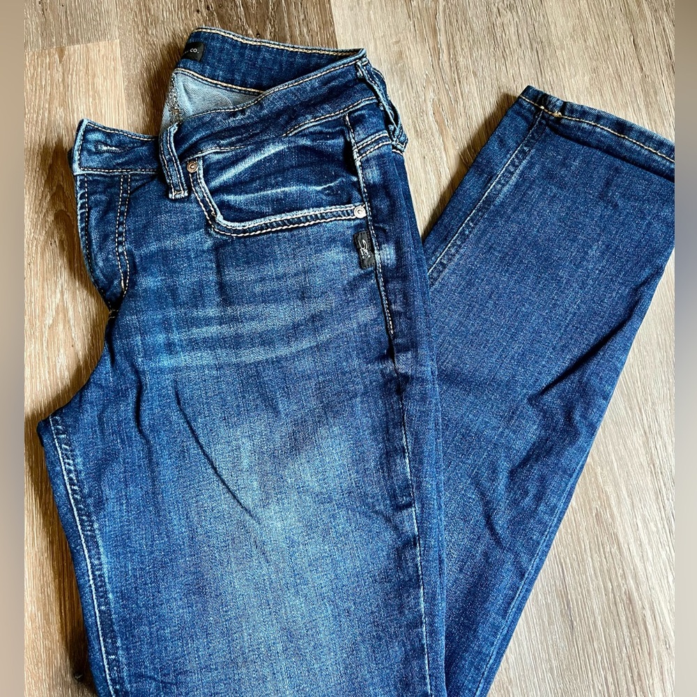 Women’s Silver Boyfriend Jeans, Size 29, Petite